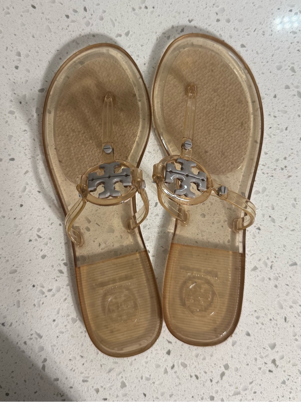 Tory Burch Clear Jelly Thong Sandals Ankle Strap Logo Buckle Womens US 7 - Picture 4 of 5